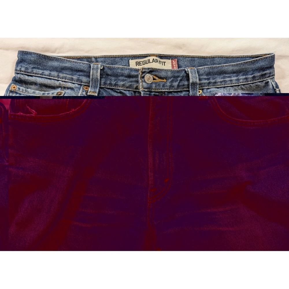 Levi's 505 Jeans Mens 36x34 Blue Straight Fit Regular Wash Denim Lesotho 3405 - Picture 4 of 12